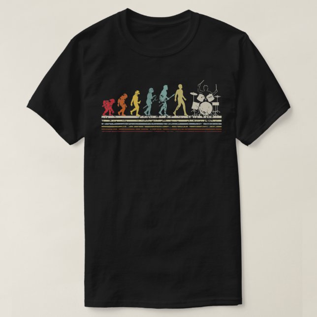Drummer Evolution Drumsticks Drums Rock musik Met T Shirt (Design framsida)