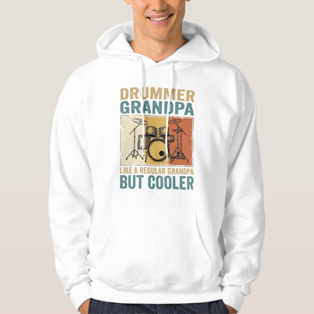 Drummer Farfar Som en Vanlig Farfar Men Coolare  Hoodie (Framsida)