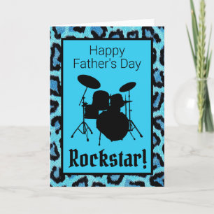Drummer Fars dag Card Musician Rockstar Drums Kort