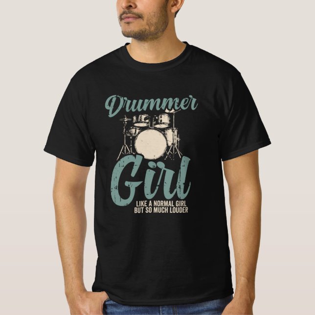Drummer flicka| Drummer Drummer Gift T Shirt (Framsida)