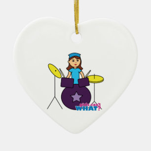 Drummer flicka julgransprydnad keramik