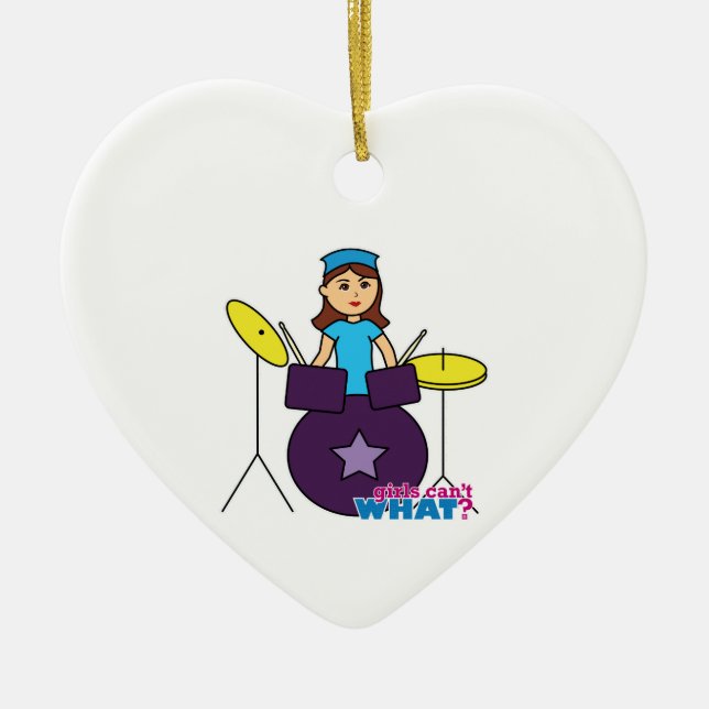 Drummer flicka julgransprydnad keramik (Framsidan)