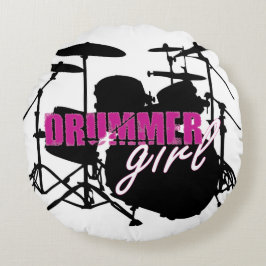 DRUMMER-flickans Lila Black and White Rund Kudde