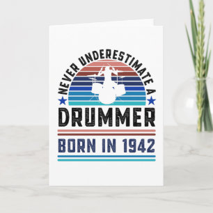 Drummer, född 1942, 80:e födelsedagen Drumming Gif Kort