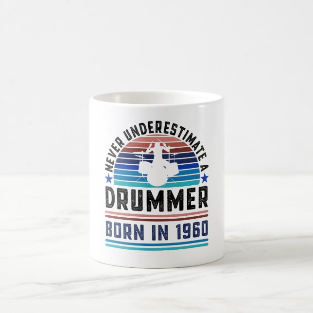Drummer, född 1960, 60:e födelsedagen Drumming Gif Kaffemugg (Center)