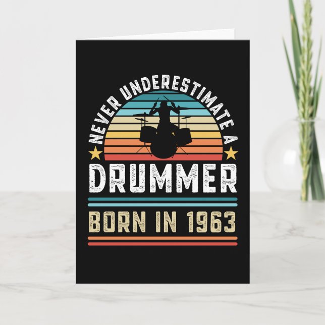 Drummer född 1963 60:e födelsedagen Drumming Gift Kort (Framsida)