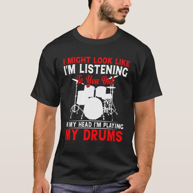 Drummer for Men Women Drum Player Percussion T Shirt (Framsida)