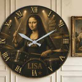 Drummer Funny Mona Lisa Rock Music Drum Set Gift Stor Klocka