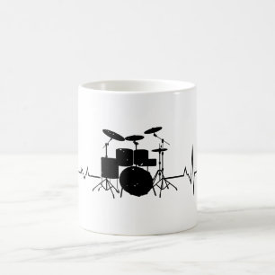 Drummer Gift Heartslag Musical Instrument Drums Kaffemugg