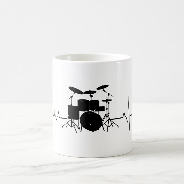 Drummer Gift Heartslag Musical Instrument Drums Kaffemugg (Center)