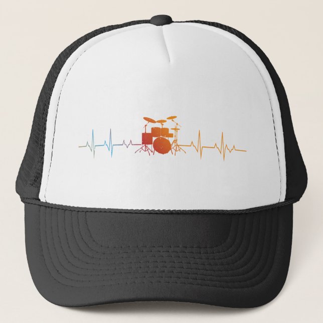 Drummer Gift Heartslag Musical Instrument Drums Keps (Framsida)
