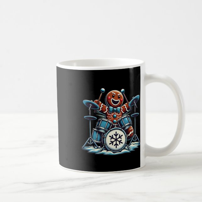 Drummer Gingerbröd Spelar Drums Funny jul Kaffemugg (Höger)