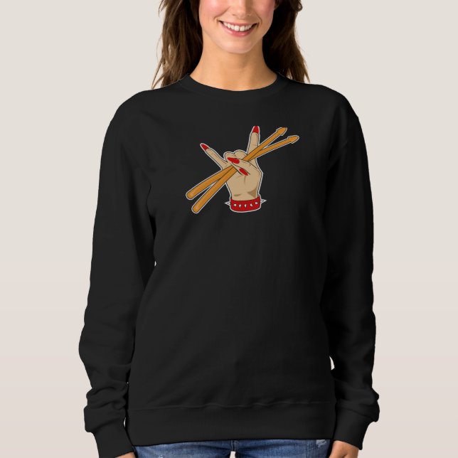 Drummer Girl Drum Sticks Design for Percussionists T Shirt (Framsida)