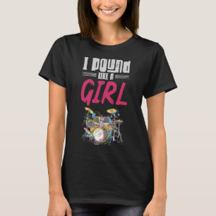 Drummer Girl Drumset Female Drum Music Älskare T Shirt