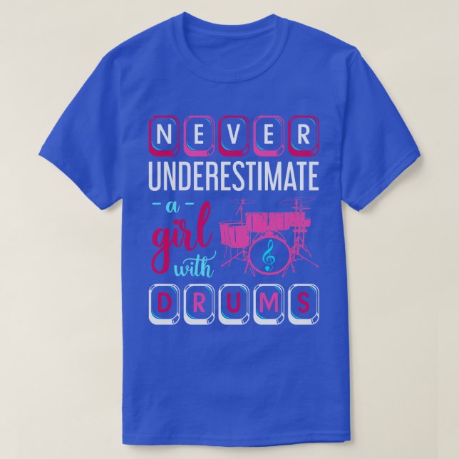 Drummer Girl Drumsticks Music Drums T Shirt (Design framsida)