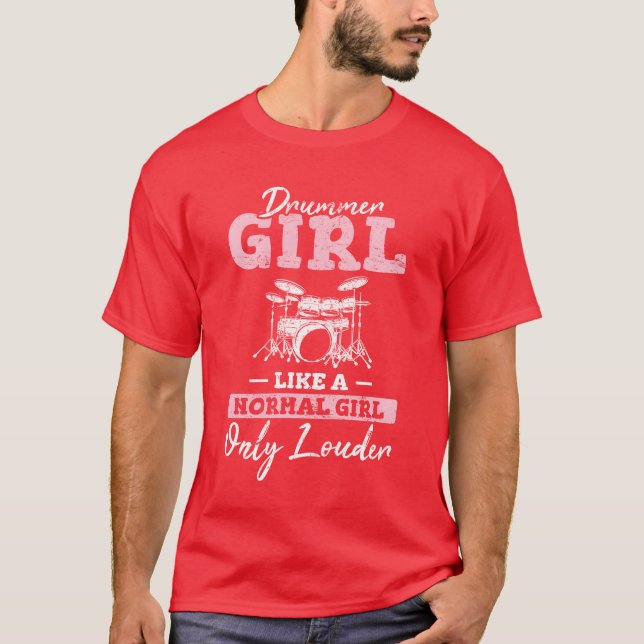 Drummer Girl Funny Drummer Percussion Drums Band M T Shirt (Framsida)