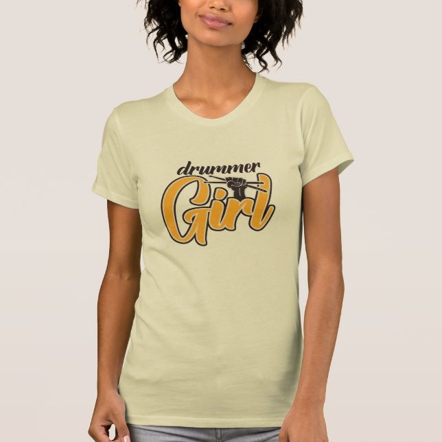 Drummer Girl Retro  T Shirt (Framsida)