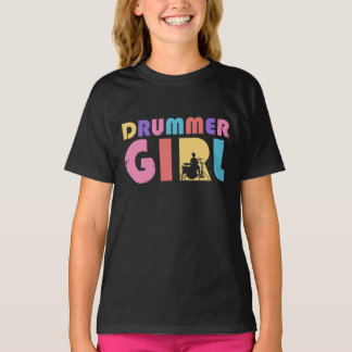 Drummer Girl Retro Vintage T Shirt