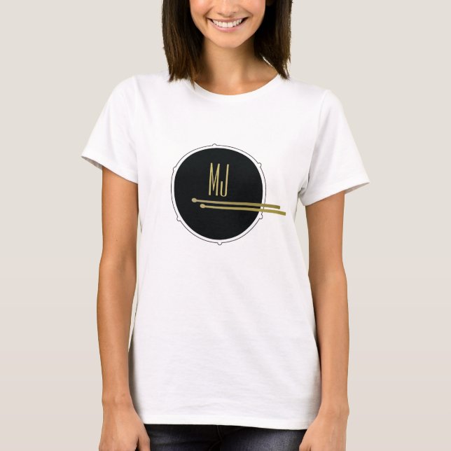 Drummer Girl T-shirt | Rock musik Drums Monogram (Framsida)