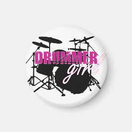 Drummer Girl with Roligt Lila and Black Grunge Tex Magnet