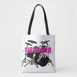 Drummer Girl with Roligt Lila and Black Grunge Tex Tygkasse