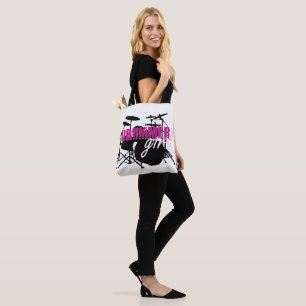Drummer Girl with Roligt Lila and Black Grunge Tex Tygkasse