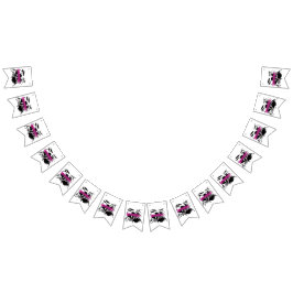 Drummer Girl with Roligt Lila and Black Grunge Tex Vimplar