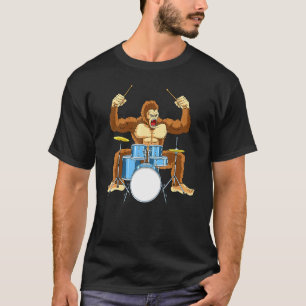 Drummer Gorilla Drum Player Kit Snare Hi-Hat Trap T Shirt