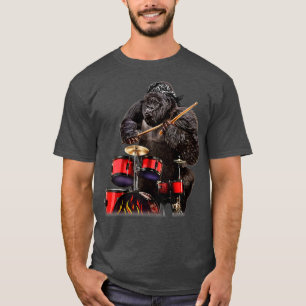 Drummer Gorilla Spela Drum Rock n Roll T Shirt