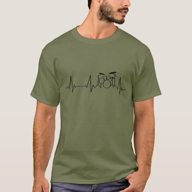 Drummer Heartslag| Behållare| T-shirt (Framsida)