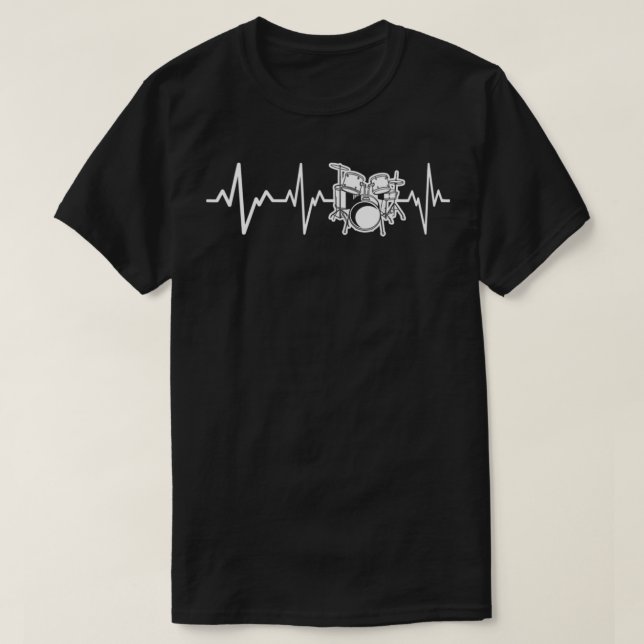 Drummer Heartslag Gift Drum Set Instrument Drummer T Shirt (Design framsida)