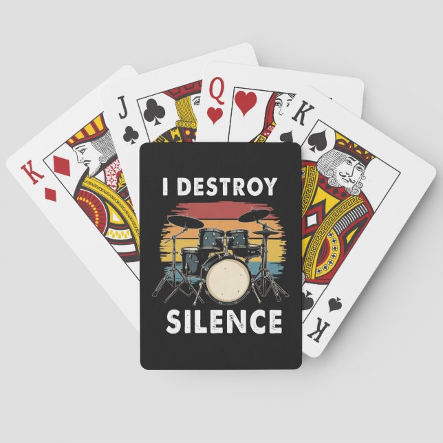Drummer I Destroy Silence Drum Casinokort (Baksidan)