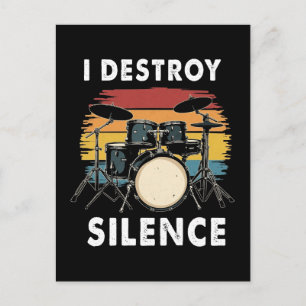 Drummer I Destroy Silence Drum Helg Vykort