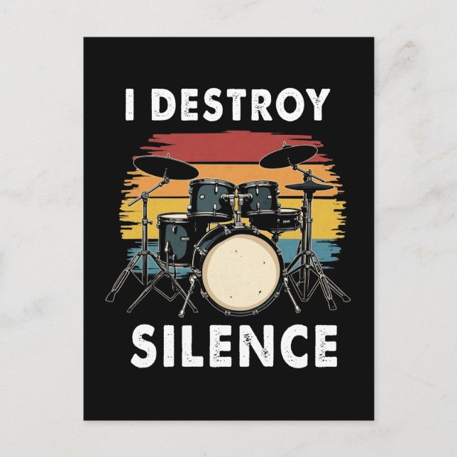 Drummer I Destroy Silence Drum Helg Vykort (Framsida)