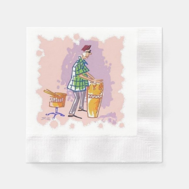 Drummer I kodade pappra cocktail-blöjor Pappersservett (Framsidan)