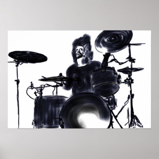 Drummer in action - mörk poster