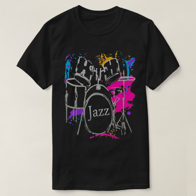 Drummer Jazz Music Art Design T Shirt (Design framsida)