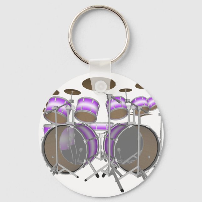 Drummer: Lila & White Drum Kit: 3D Model: Nyckelring (Framsida)