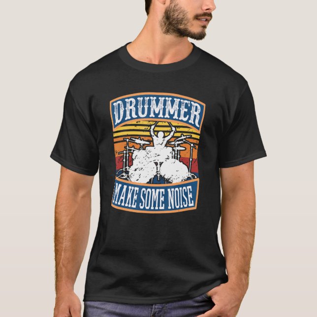 Drummer Make Noise Percussion Sten Roll Drummer T Shirt (Framsida)