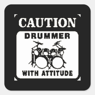 Drummer med attityd fyrkantigt klistermärke
