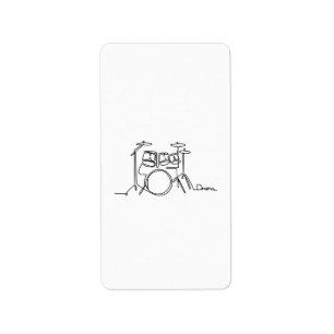 Drummer Music Design One-Line Drums Adressetikett
