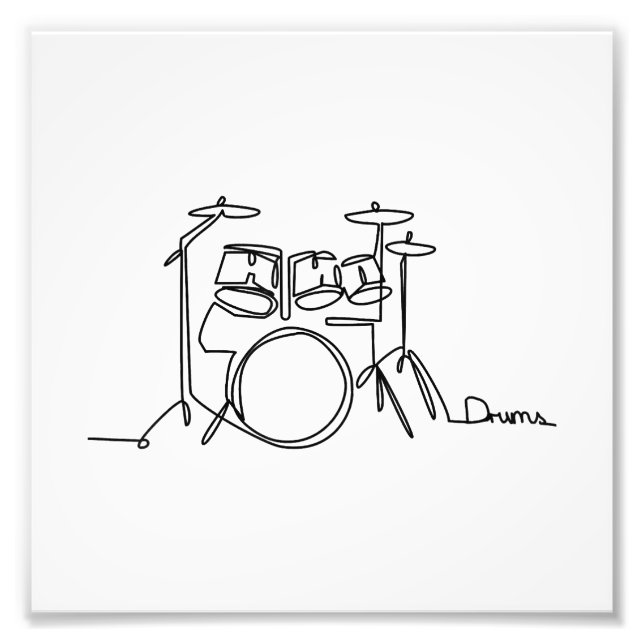 Drummer Music Design One-Line Drums Fototryck (Framsidan)