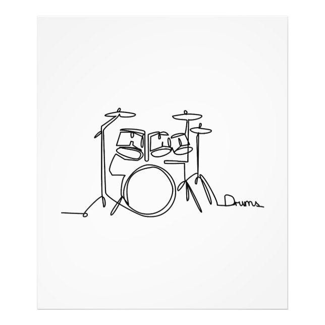 Drummer Music Design One-Line Drums Fototryck (Framsidan)