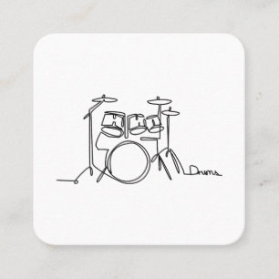 Drummer Music Design One-Line Drums Fyrkantigt Visitkort
