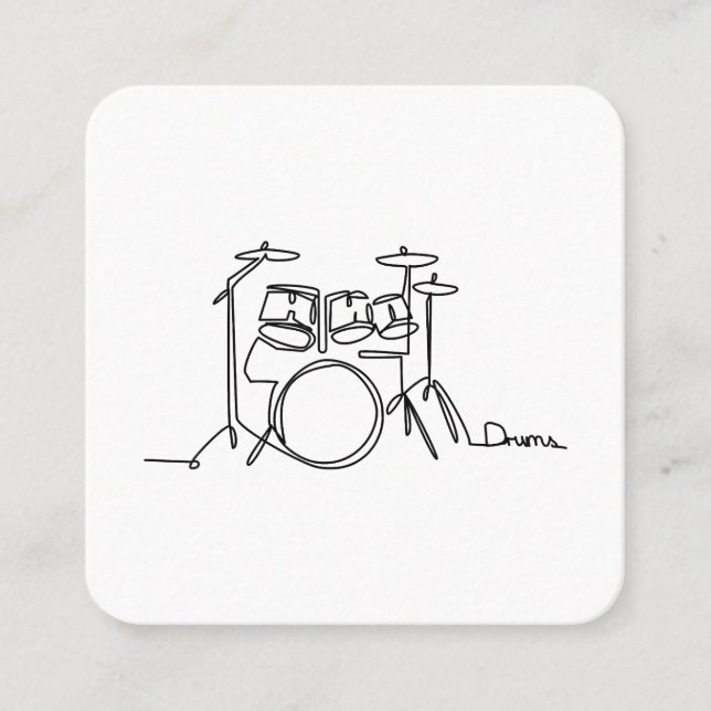 Drummer Music Design One-Line Drums Fyrkantigt Visitkort (Framsida)