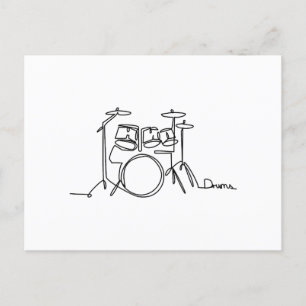 Drummer Music Design One-Line Drums Helg Vykort