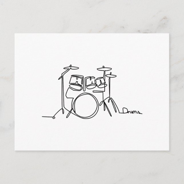 Drummer Music Design One-Line Drums Helg Vykort (Framsida)