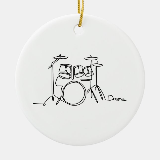Drummer Music Design One-Line Drums Julgransprydnad Keramik (Framsidan)
