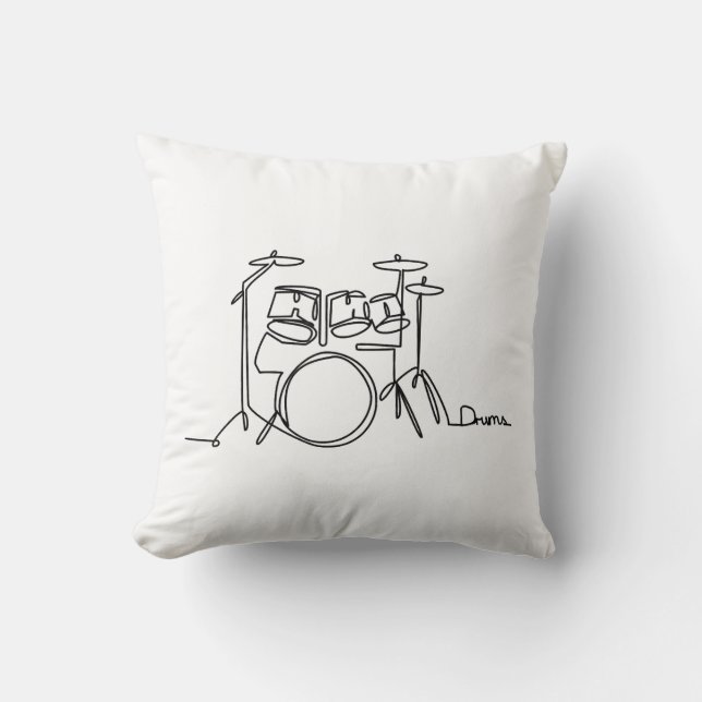 Drummer Music Design One-Line Drums Kudde (Framsida)