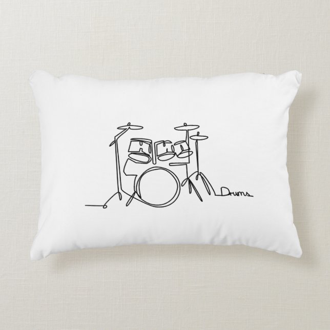 Drummer Music Design One-Line Drums Prydnadskudde (Framsidan)